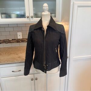 To-May Collection Black Women's Leather Jacket Size Small Moto Style
